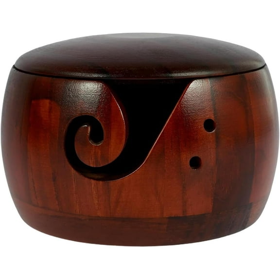 Crochet Bowl - Yarn Holder Bowl,Decorative Carved Drills Holes Crafted Crochet Yarn Bowl for Crocheting, Knitting, Or Macrame