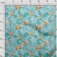 thumbnail image 3 of oneOone Georgette Viscose Turquoise Blue Fabric Leaves & Lemon Sewing Material Print Fabric By The Yard 42 Inch Wide, 3 of 5