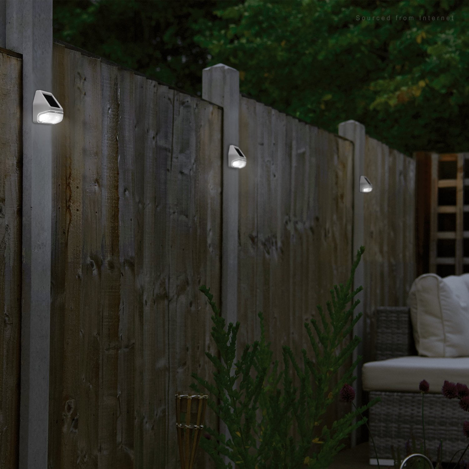 TORCHSTAR Dusk-to-Dawn LED Solar Fence Lights for Patio, Backyard, Stairs, 4000K Cool White, White, Pack of 6