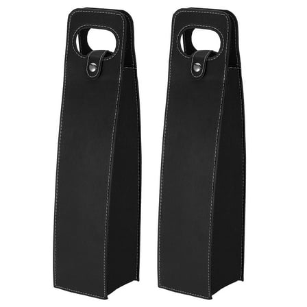 Uxcell Wine Gift Bag, 2 Pack Wine Bag Reusable Leather Wine Tote Carrier for Wine Bottles Portable, Black