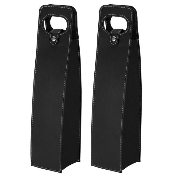 Uxcell Wine Gift Bag, 2 Pack Wine Bag Reusable Leather Wine Tote Carrier for Wine Bottles Portable, Black