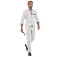 thumbnail image 3 of Wehilion Men's Suit Linen Suit for Men Wedding Outfit 2 Piece Suits Groomsmen Tuxedo Suits Prom Beach Vest and Pants Suit Set Ivory XL, 3 of 5