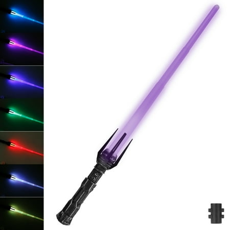 

Eummy 28.7inch RGB Lightsaber w/7 Color Changing Light up Sword w/Light and Sound Effect LED Light Swords Battery Operated Luminous Saber with DIY Sword Handle for Kids Gift