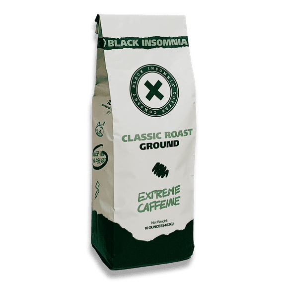 Black Insomnia Coffee - Strongest Coffee in the World - Classic Roast - 16 oz