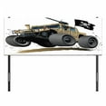 thumbnail image 3 of Cars Headboard, Worldwide Off Road Famous Safari Rally Truck with Skull Pirate Flag Camouflage Design, Upholstered Decorative Metal Bed Headboard with Memory Foam, Full Size, Grey Brown, by Ambesonne, 3 of 4