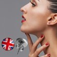 thumbnail image 4 of Pendientes Union Jack, pendiente con bandera del Reino Unido para mujer, pendientes redondos de aleación con bandera británica, suministros para fiestas, accesorios para fotomatón, 4 of 8