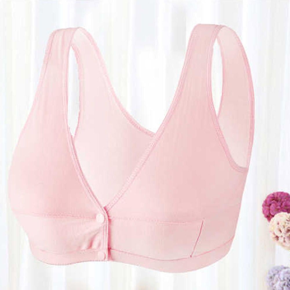 Dilwe Dilwe Middleaged Women Vest Bra Front Clasp Wireless Cotton