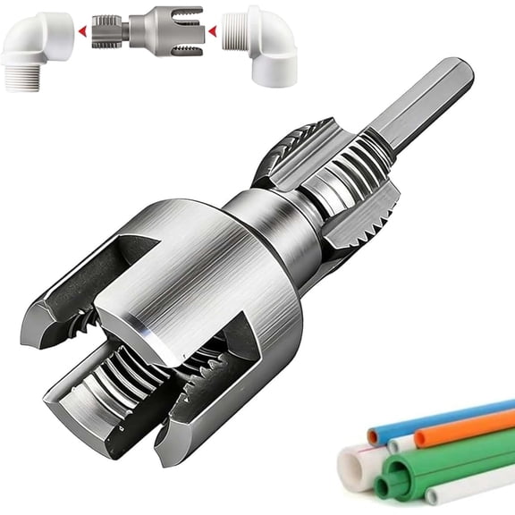 4 in 1 Water Pipe Wrench, 4 in 1 Pipe Threader, Universal Pipe Opener for PVC Pipes, for 1/2 Inch and 3/4 Inch Water Pipes, Drill Driven Plumbing Repair Set