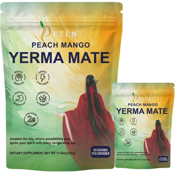 Yerba Mate Herbal Tea for Energy & Focus Natural Caffeine Boost Clean Coffee Alternative Supports Mental Clarity & Metabolism, Pack 2