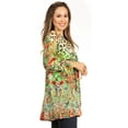 thumbnail image 3 of Sakkas Elvira Women's Loose Long Sleeve Swing Top Tunic Blouse Floral Scoop Neck - 595-Green - S/M, 3 of 5