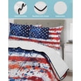 thumbnail image 3 of Quilt King Size Bedding Set, American Flag Independence Day Reversible Summer Quilt 3 Pieces, 4th of July USA Flag Lightweight Bedspreads Coverlets with 2 Pillow Shams for All Seasons, 3 of 5