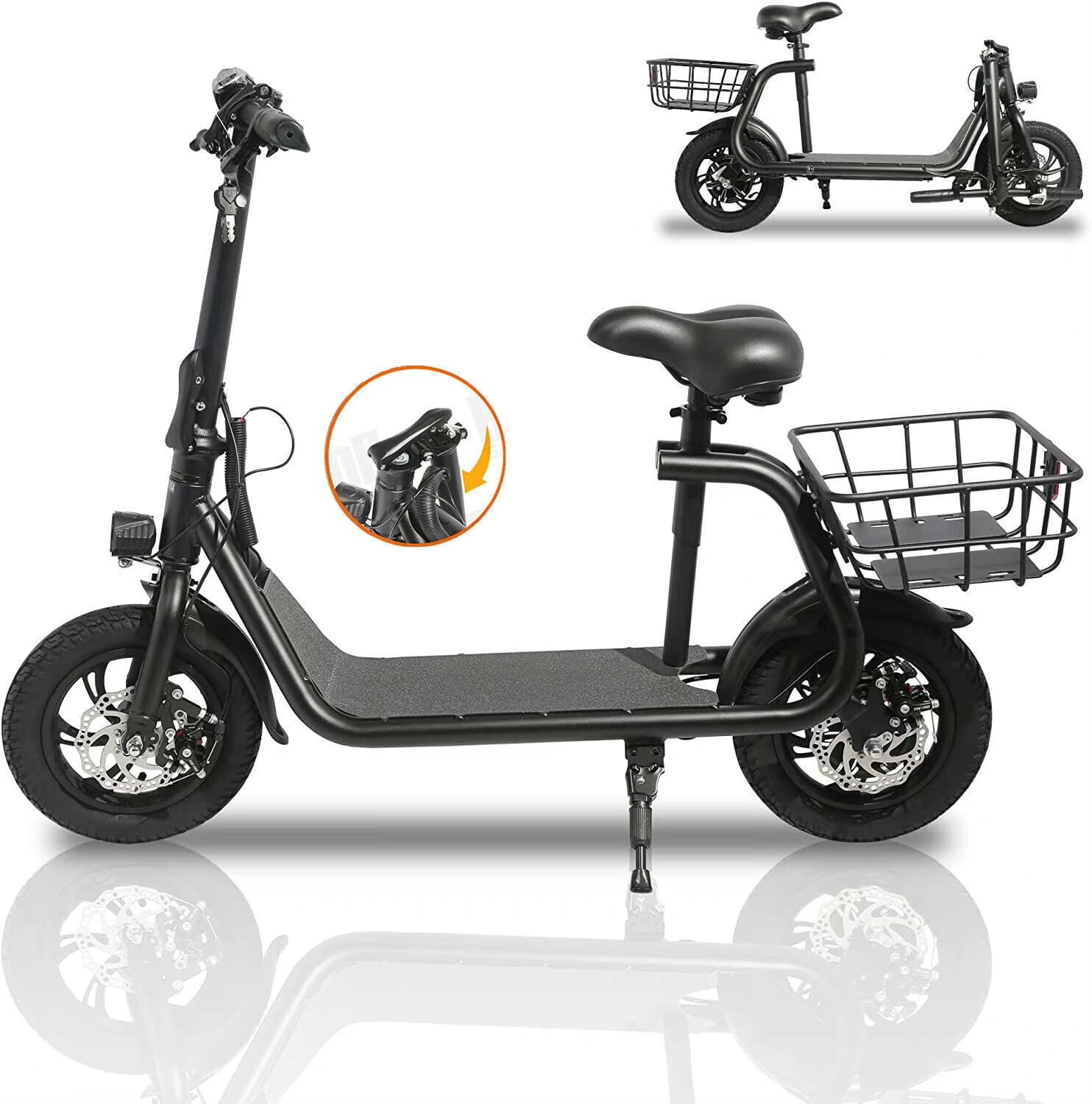 Lohoms 450W 36V Electric Scooters Bike, Adult Electric Moped Commuter Ebike Biycle Waterproof E-Scooter With Seat Basket 12 Off-Road Tires, Walmart.com