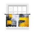 thumbnail image 2 of Abstract Color Block Sheer Curtains 54 Inches Long 2 Panels Yellow Block Gradient Gray Modern Light Filtering Semi Sheer Window Curtains Drapes for Bedroom Living Room 52"x54", 2 of 7