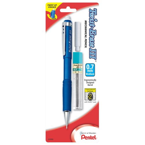 Pentel Twist-Erase III Mechanical Pencil with Lead and Eraser Refills QE517LEBP 