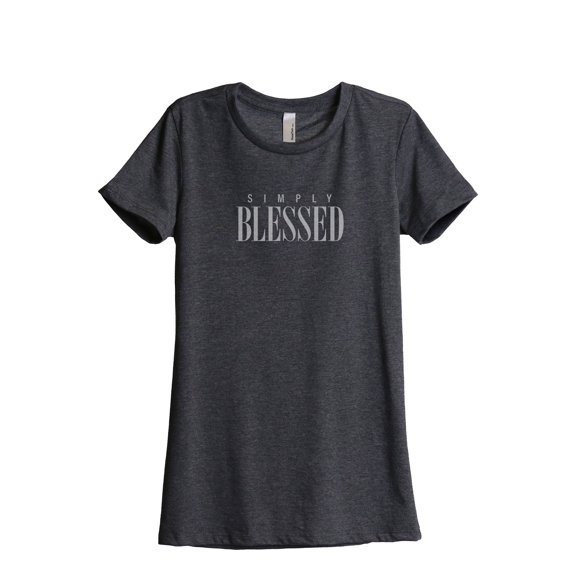 Simply Blessed Women's Fashion Relaxed T-Shirt Tee Charcoal Grey Medium