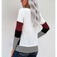 thumbnail image 3 of Blusa informal de manga larga de punto gofre en color rojo vino con cuello redondo y bloques de color para mujer - XL, 3 of 5