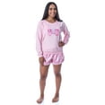thumbnail image 2 of Mattel Womens' Barbie Classic Logo Sweater and Shorts Sleep Pajama Set, 2 of 7
