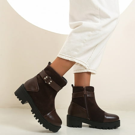 

Zunfeo Women Martin Boots- Fashion Warm Solid Low-heeled Round Toe Elegant Chelsea Boots Boots Christmas Gifts Clearance Multicolor 6.5