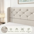 thumbnail image 2 of Breltam Full Size Bed Frame with 4 Storage Drawers, Wingback Tufted Headboard, LED Lights, Beige Velvet Upholstered Platform Bed, No Box Spring Needed, 2 of 9