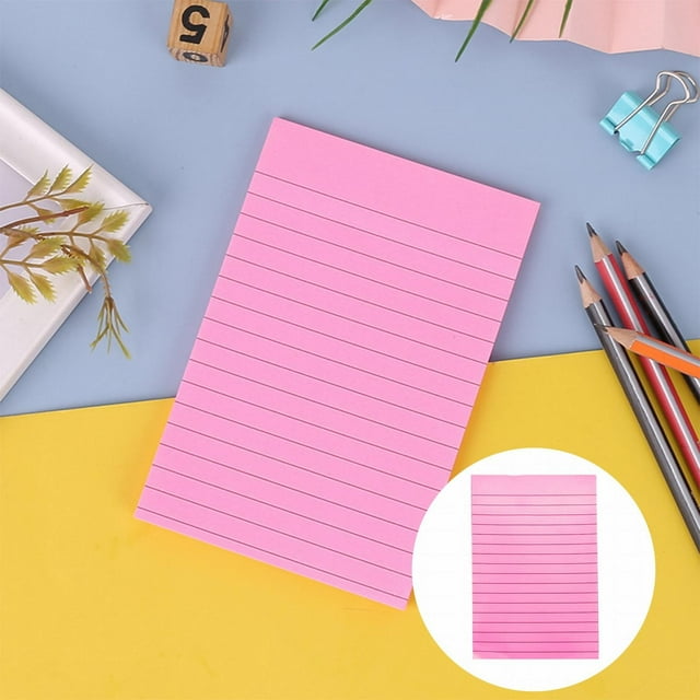Practical Set Cyenie 1 Sticky Note, 1 Pads Lined Sticky Notes 4X6 Sticky Notes with Lines Stick Note Pads 8 Bright Multi Colors 50 Sheet/Pad