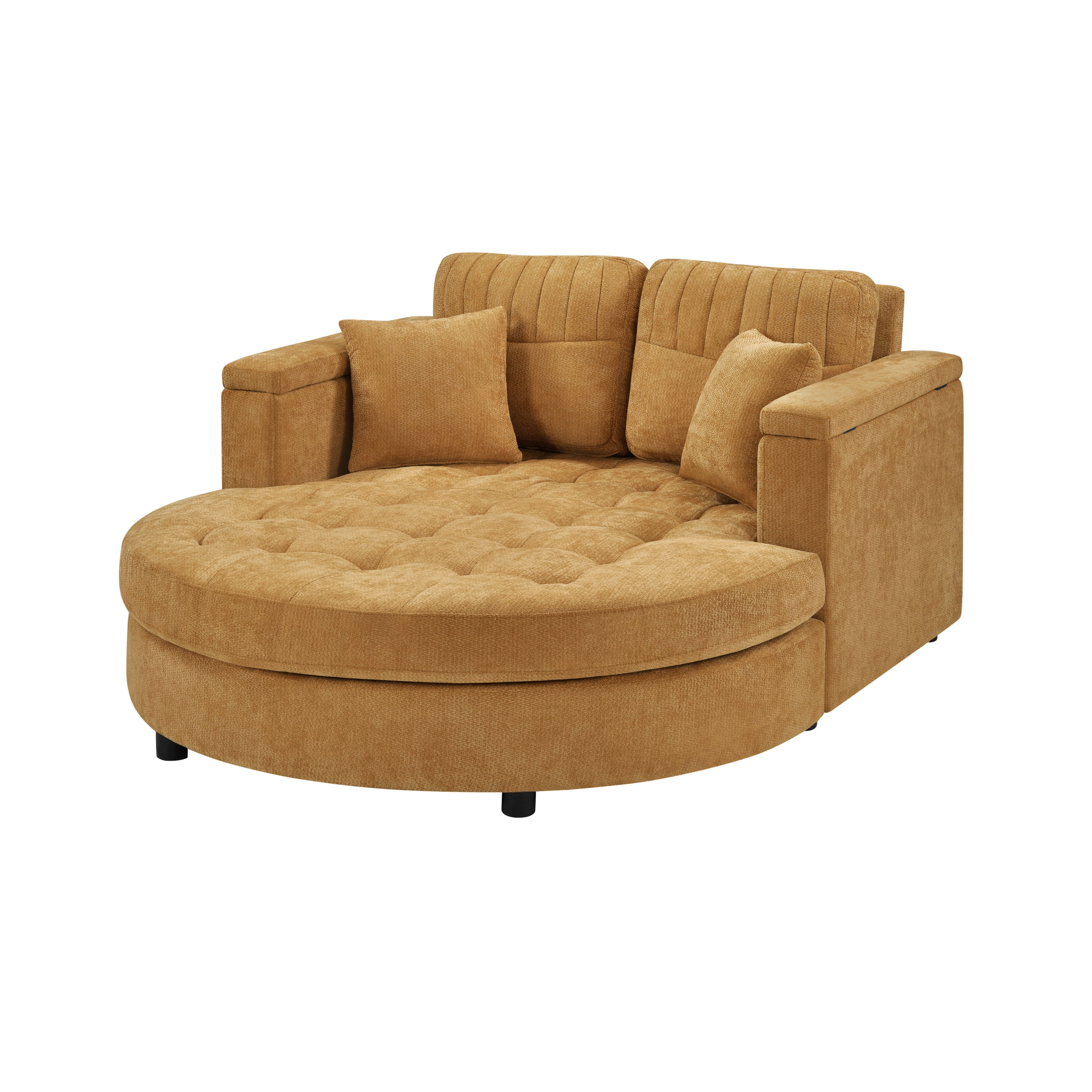 Euroco 66.9" Oversized Chaise Lounge Chair Indoor,Cloud Plush Chenille Floor Sofa Bed with Deep Seat,Storage Arms & Removable Pillows,Modern Upholstered Sofa Couch for Living Room,Yellow