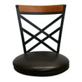 thumbnail image 3 of eHemco Swivel Metal Kitchen Counter Barstool with Double X Back Upholstered Faux Leather Seat, Espresso and Black, Set of 2, 3 of 9