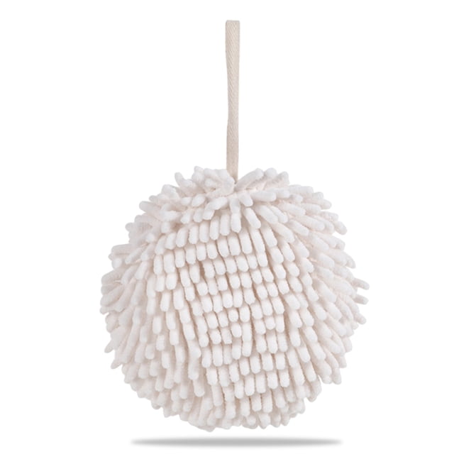 Inteprter Toalla de limpieza de manos colgante en forma de bola de cocina Toallas de secado de felpa lavables Toallas de baño suaves absorbentes de agua Suministros de limpieza para el hogar Blanco Inteprter HA011775-01