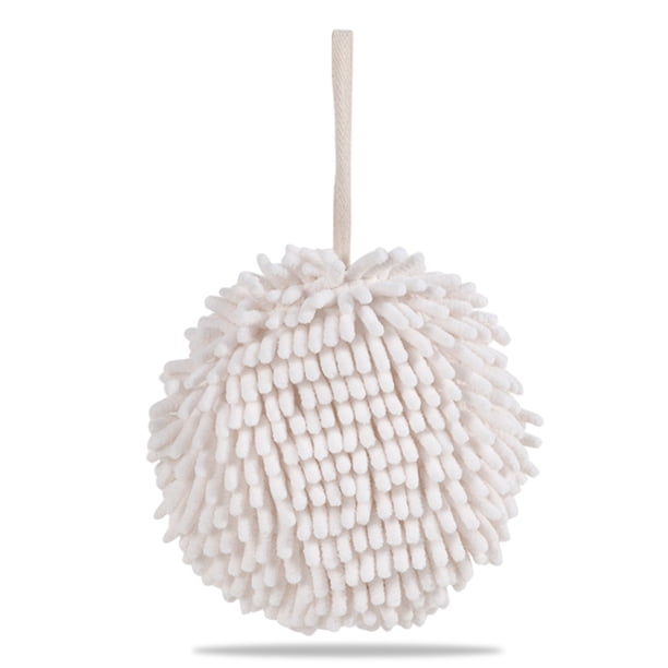 Cocina Bola En forma de Mano Colgante Limpieza Toalla Lavable Peluche Secado Toallas Absorbente Agua Absorbente Liso Baño Hogar Suministros Blanco Guardurnaity HA011775-01