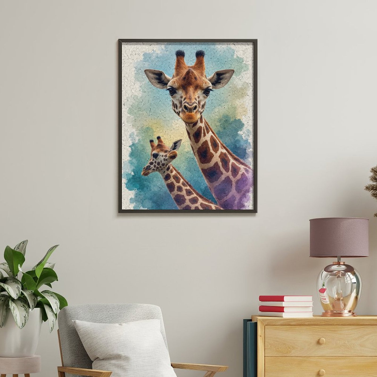 Paint By Numbers Kit for Adults Beginner - DIY Giraffe Duo Majestic Sky Art Canvas Painting Kits for Adults, Frameless Paint By Number for Adults for Home Wall Decor 16x20 Inch