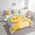 thumbnail image 3 of Manfei Bathing Yellow Duck 7pcs Bedding Comforter Set for Preppy Children Kids,Cartoon Animal Queen Bedding Sets Super Cozy,Yellow White Queen Sheet Sets,Super Cozy Room Decor,Reversible, 3 of 8