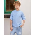 thumbnail image 6 of Arshiner Boys Cotton Linen Henley Shirt Button Down Shirt Long Sleeve T Shirt Casual Solid Tops, 6 of 6
