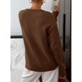 thumbnail image 3 of BTFBM Women Long Sleeve Crew Neck Sweaters Tops, 2 in1 Knitted Pullover, Deco Buttons, Oversized, Stretchy, Vacation, Business Casual Outfits, Fall Winter Trendy, 3 of 9
