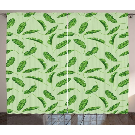 Jungle Curtains 2 Panels Set, Palm Leaves Oceanic Climate Theme Florets Rainforest Environment Design, Window Drapes for Living Room Bedroom, 108W X 108L Inches, Fern and Pale Green, by (Best Climate Controller For Grow Room)