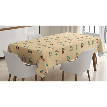 Ambesonne Urban Tablecloth Rectangular Table Cover, Cartoon Retro Scooters, 52"x70", Multicolor