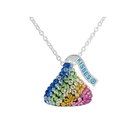 - Hershey Kiss Rainbow Crystal Pendant Silver Tone w/18