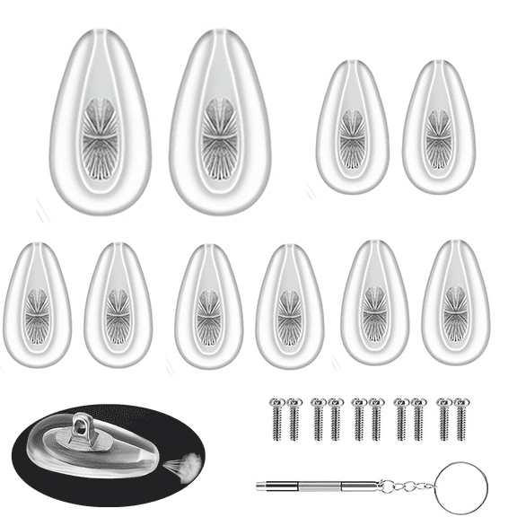Eyeglass Nose Pads, Soft Silicone Air Chamber Glasses Nose Piece,Screw-in Sunglass Replacement Nose Guard,Anti-Slip 15mm Nose Pads (5 Pairs,Silver) AB AB