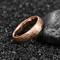 thumbnail image 4 of 6mm Rose Gold Hammered Tungsten Rings for Men Women Multifaceted Wedding Band Brushed Finish, 4 of 6