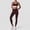 Wine Red, variant on PISONIC Women 2 Piece Workout Sets Color Block Sports Bra High Waist Tummy Control Active Leggings Yoga Outfit Set