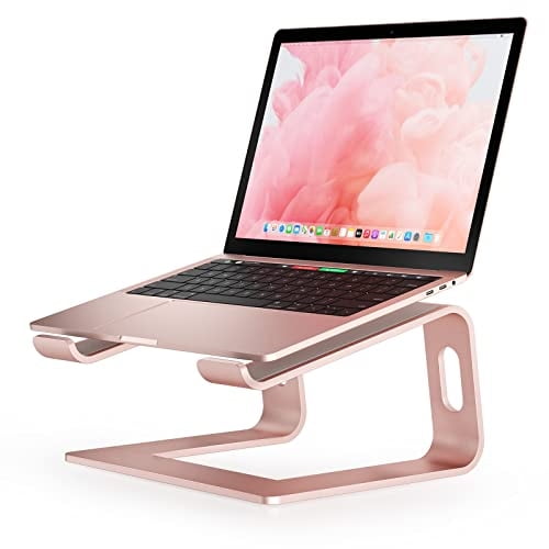 Soporte p/ laptop Nulaxy, ergonómico de aluminio p/ computadora portátil, desmontable, compatible con Mac, Dell, HP (D-Rose Gold)