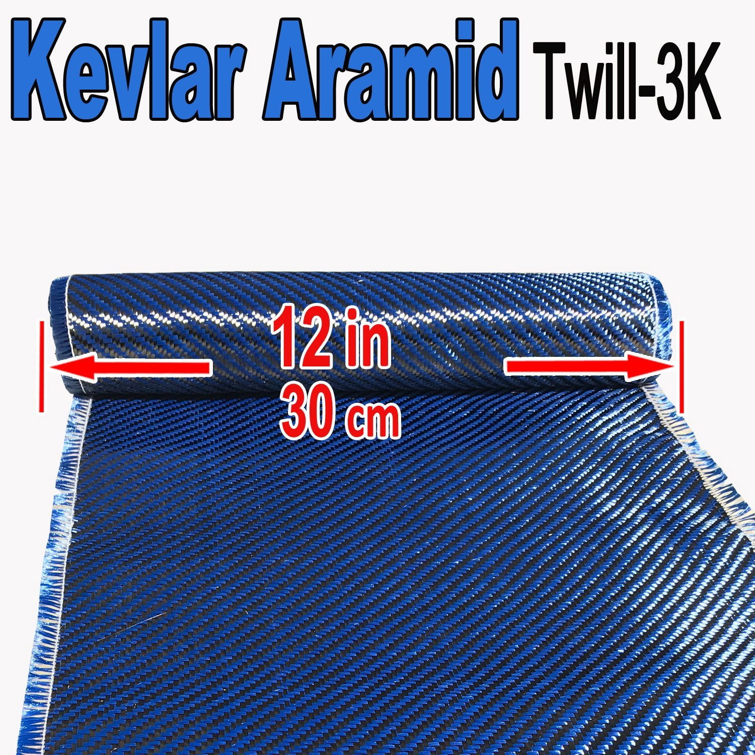 12" x 10 FT - KEVLAR FABRIC-2x2 TWILL WEAVE-3K/240g Blue