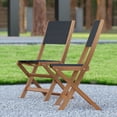 thumbnail image 3 of Emma + Oliver Set of Two Weather Resistant All Natural Acacia Wood Folding Bistro Chairs with Textilene Mesh Seats and Backs, 3 of 13