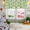 thumbnail image 5 of Green Plant Curtain Valances for Windows, Kitchen Valance Window Treatments Panel 2 Pack, Summer Leaves Retro Pastoral Botanical Rod Pocket Short Curtains for Bathroom Bedroom 60 x 18 Inch, 5 of 8