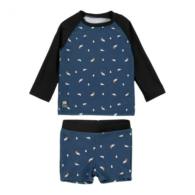 Nano Two-Piece Rashguard Boys Swimsuit (UBF 50+) - Blue Pelicans (6 Months)