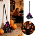 thumbnail image 2 of Halloween Witch Broom Costume Prop Lightweight Handle Tulle Skirt Decor for Cosplay Party Dress Up, 2 of 6