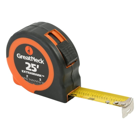 GreatNeck ExtraMarkTape Measure, Easy to Read, 25' x 1"