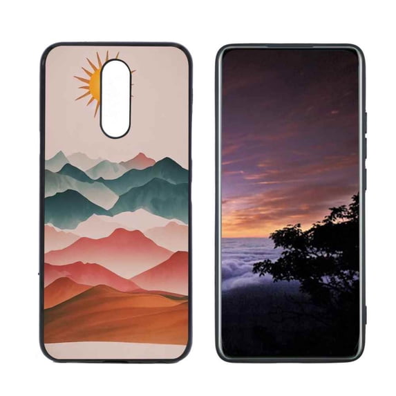 Compatible with LG X4 Phone Case, Mountains-sun11 Case Men Women, Flexible Silicone Shockproof Case for LG X4