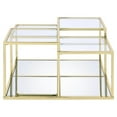 thumbnail image 4 of Pemberly Row Glass Top Coffee Table with Metal Frame in Clear Glass and Gold, 4 of 7