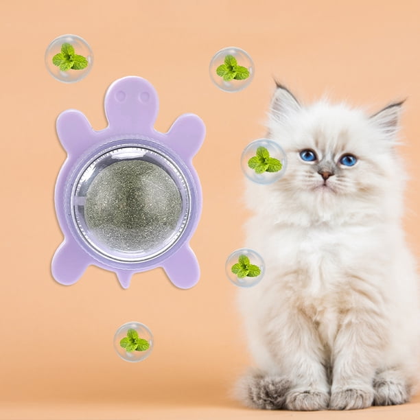 Juguetes De Hierba Para Gatos Juguetes Pet Tortuga Catnip Rotatable Cat Wall Stick-on Ball Suministros Púrpura Likrtyny Para estrenar
