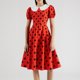 thumbnail image 1 of WILLBEST Vestido Casual Vintage De Lunares, Manga Corta, Cuello De Muñeca, Para Mujer, Vestido De Fiesta Acampanado Con Estampado De Moda, Estilo Retro, Atuendo De Verano, 1 of 3