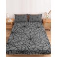 thumbnail image 2 of Twin Sze Fitted Sheet Set - Grey Halloween 2 Piece Bedding Sets 16" Deep Pocket Fitted Sheet with 1 Pillowcase, Black Spiders Net Classic Gingham Brushed Microfiber Hotel Luxury Bed Sheets, 2 of 9